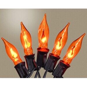 Set of 20 Orange flickering LED String Lights NIB 7ft 8” New in box.